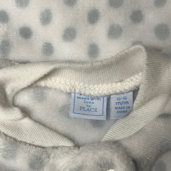 PLACE - White and Gray Polka Dot Sleep Sack with Long Sleeves - Picture 3 of 3